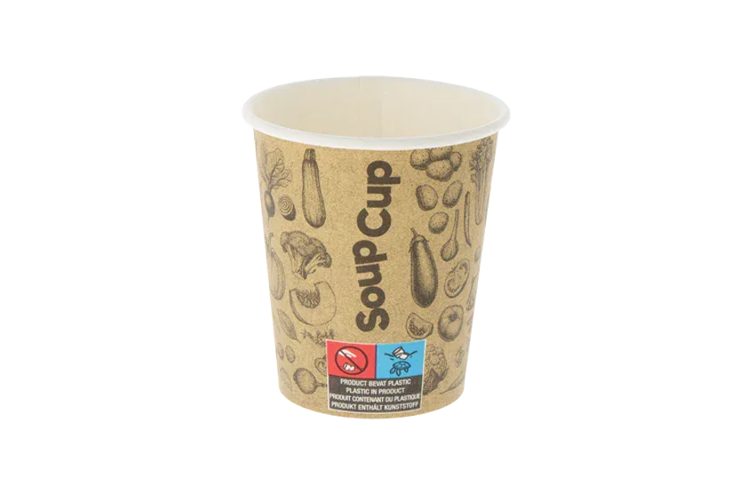 [1519925136] Kartonnen soepbekers "Veggie" 230ml Ø80mm 8oz 1000st