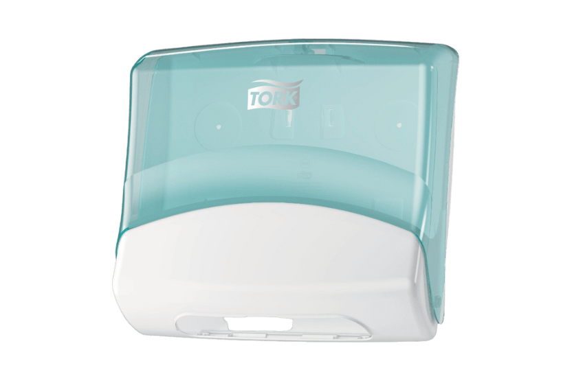 [1519925264] Tork® W4 Gevouwen Reinigingsdoek Dispenser Wit en Turquoise (654000) 1st