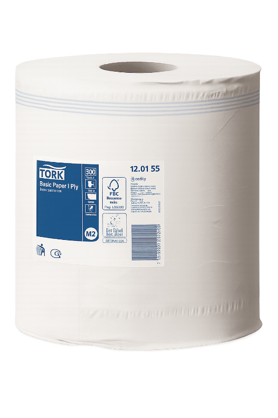 [1519925272] Tork® M2 Basic Centerfeed Poetspapier 6x300 m Wit (120155) 6st