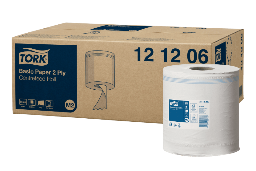 [1519925239] Tork® M2 Basic Centerfeed Poetspapier Multifunctioneel papier 6x160m Wit (121206) 6st