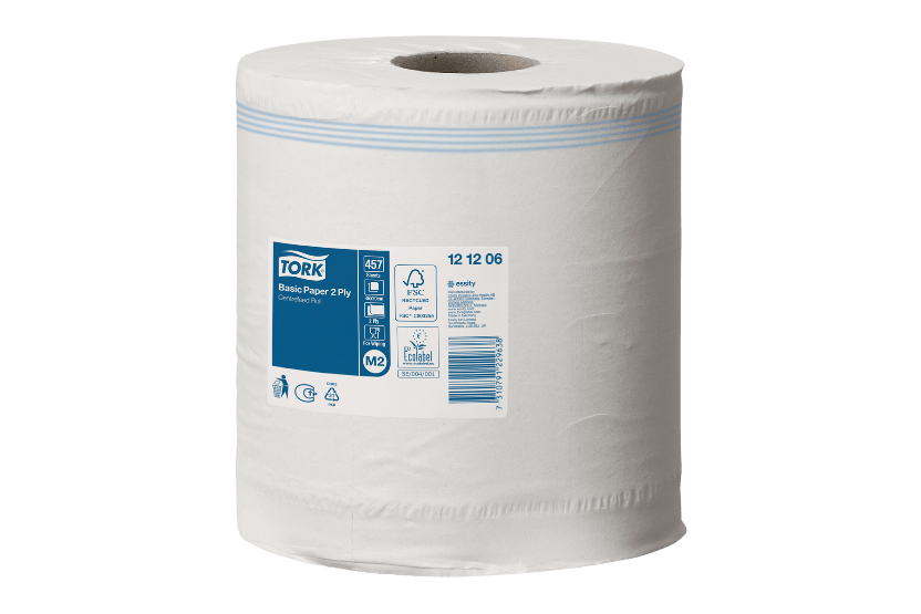 [1519925239] Tork® M2 Basic Centerfeed Poetspapier Multifunctioneel papier 6x160m Wit (121206) 6st