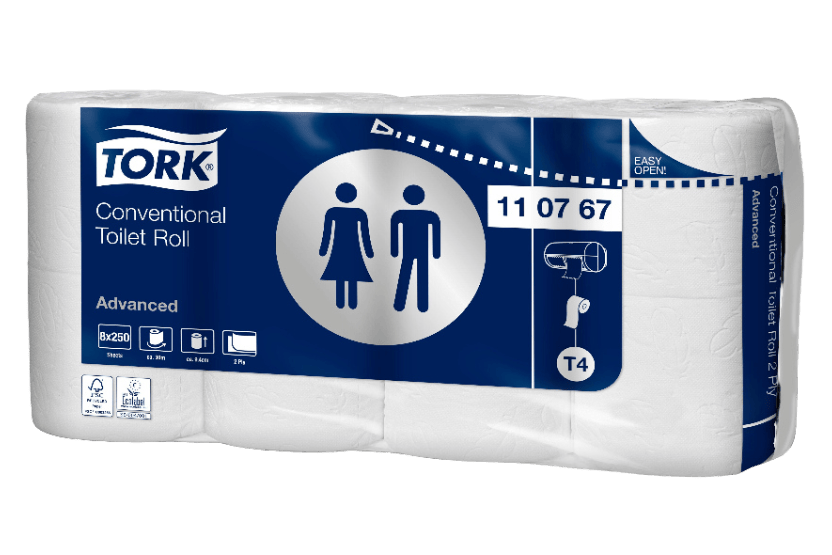 Tork® T4 Traditioneel Toiletpapier 2-laags 8x250 vellen Advanced Wit (110767) 8st