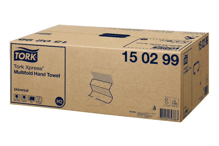 [1519925241] Tork Xpress® H2 Multifold Handdoeken 2-laags Z-vouw 20x237 vellen gerecycled WIt (150299) 4740st
