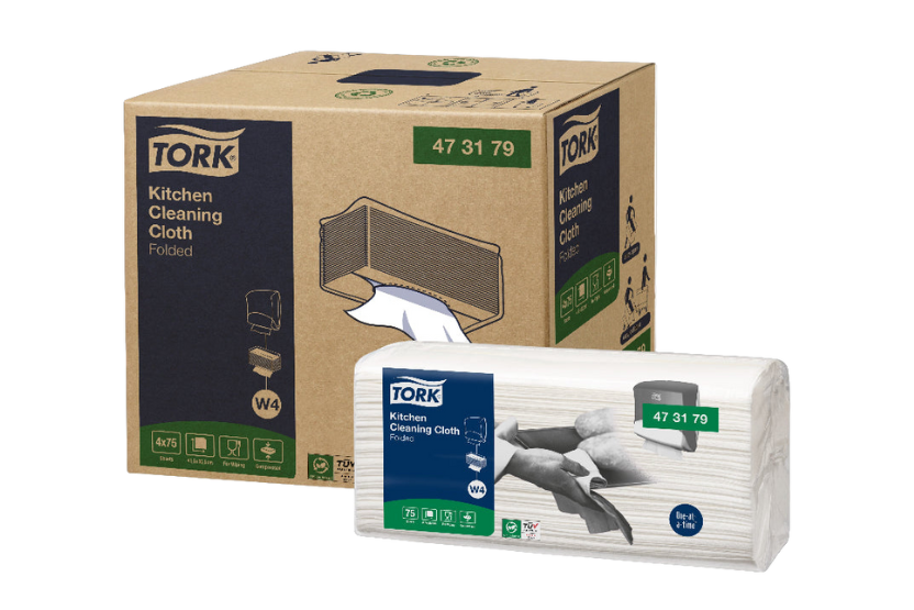 Tork® W4 Gevouwen Reinigingsdoeken 4x75 doeken Extra Absorberend Wit (473179) 300st