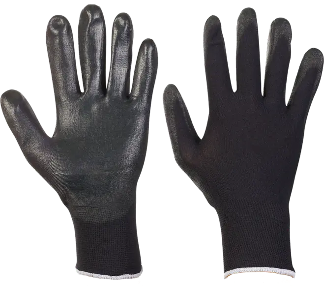 Polyester handschoenen - maat 10 - zwart PU coating - per 1 paar 