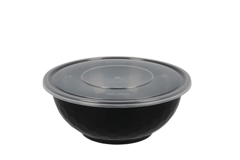 [1519925280] Bowl + deksel PP 1000ml zwart 150st