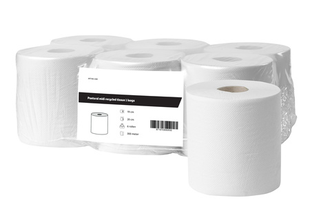 [4370-FSC] Poetsrol midi recycled tissue 1laags 18,5 cm | 6 rollen in folie