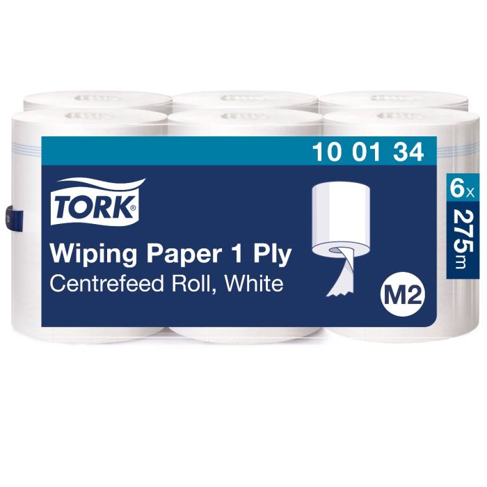 [DK100134] Tork 100134 6st Advanced 415 M-rol 1-laags wit 275 mtr x 24,5 cm, doos à 6 rol