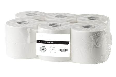[4240-FSC] Mini jumborollen cellulose 2 laags - Verpakking van 12 x 180 meter in folie