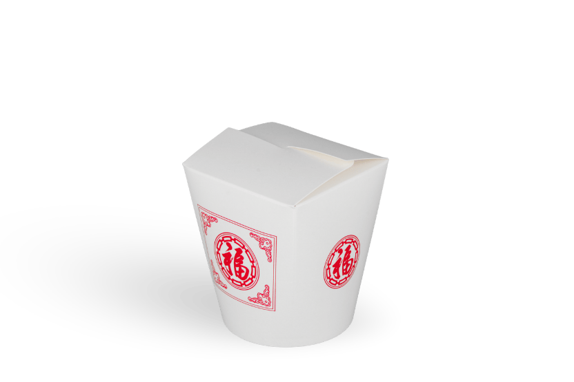 [1519926094] Wok to Go beker 16oz 470 ml karton wit met rood 500st