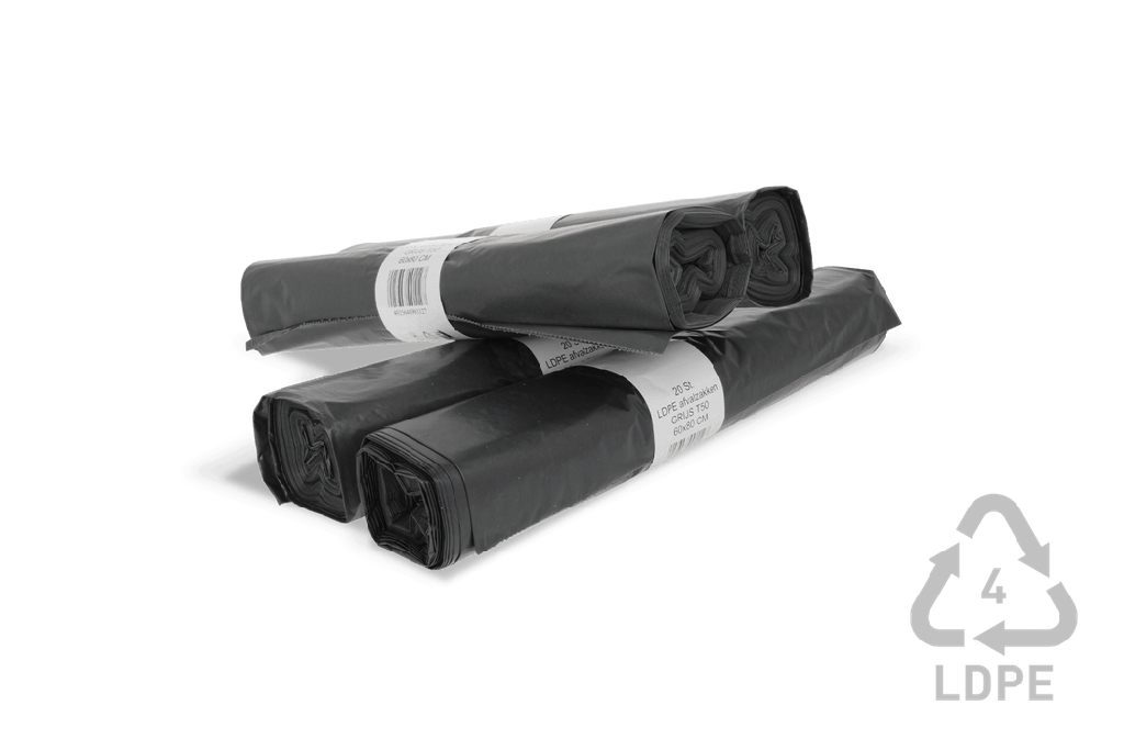 Vuilniszakken 60 liter 60x80cm grijs LDPE 20 roll met 20 zak 400st