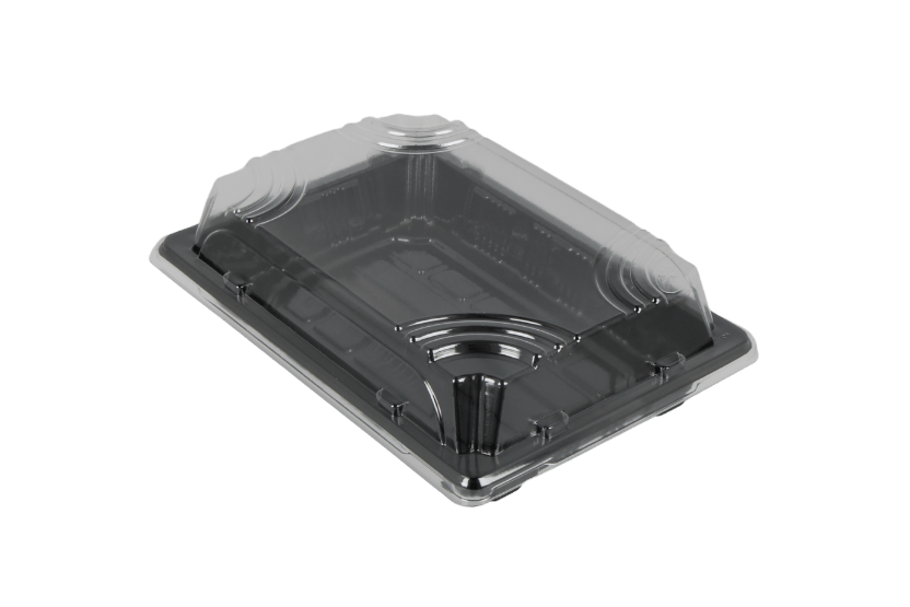 [1519998021-2] Sushi tray SY-03 + deksel 165x115x20mm Zwart 400st
