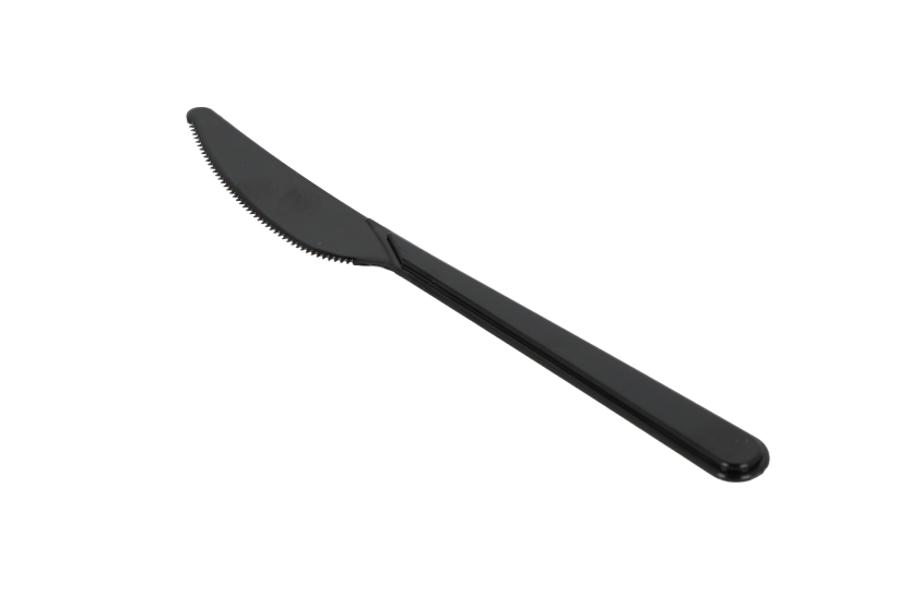 Herbruikbare mes 180mm PS zwart 1000st