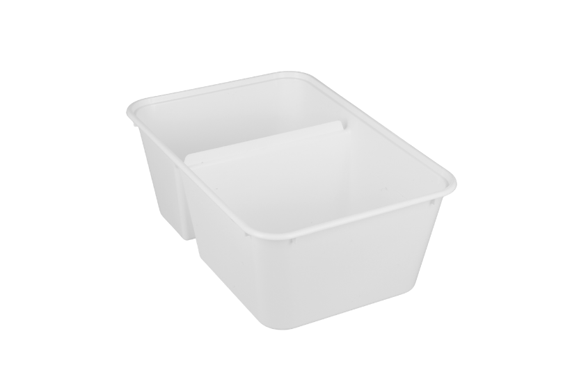 [1519926155] Maaltijdbak PP 2 vak 1000ml Wit (geschikt voor deksel -2) 500st