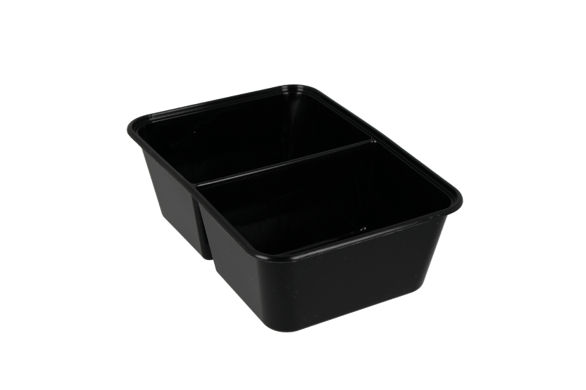 Maaltijdbak PP 2 vak 750ml Zwart (geschikt voor deksel -2) 500st