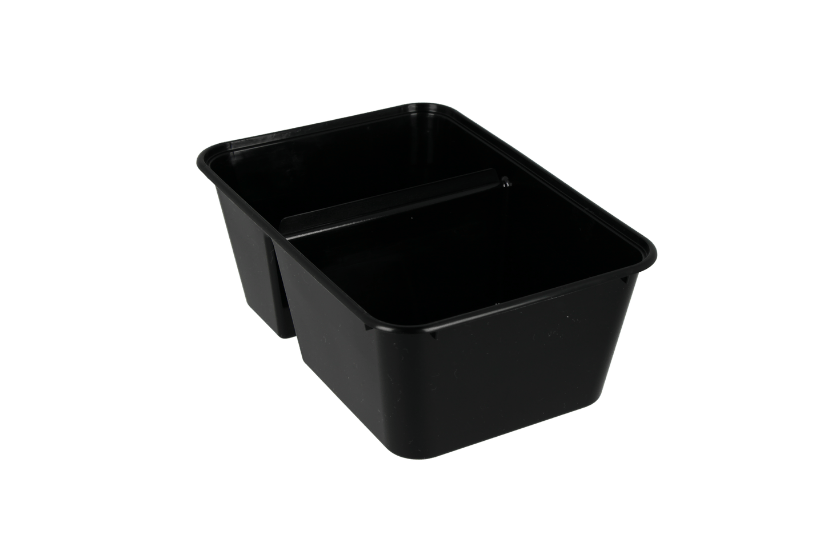 Maaltijdbak PP 2 vak 1000ml Zwart (geschikt voor deksel -2) 500st