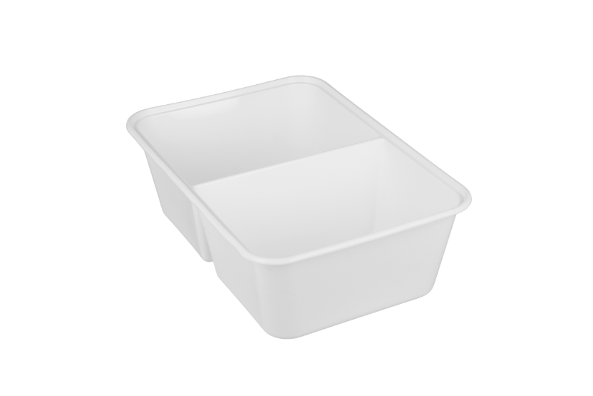 [1519926154] Maaltijdbak PP 2 vak 750ml Wit (geschikt voor deksel -2) 500st