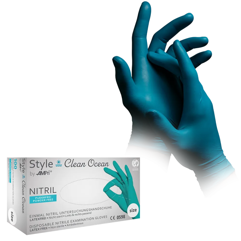 Nitril Wegwerphandschoen Poedervrij Style Groen Oceaan S 100/doos 01177