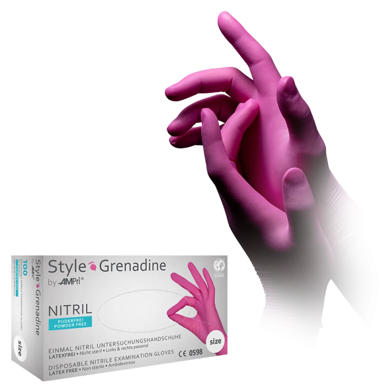 [M01182] Nitril Wegwerphandschoen Poedervrij Style Magenta Roze M 100/doos 01182