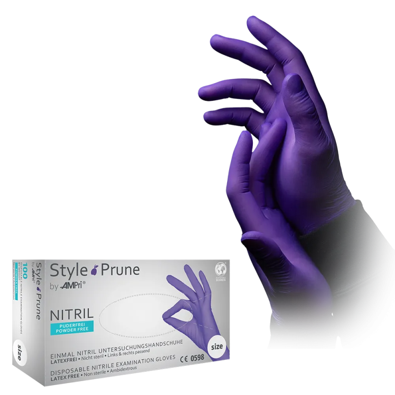 Nitril Wegwerphandschoen Poedervrij Style Pruim Donker Paars S 100/doos 01179