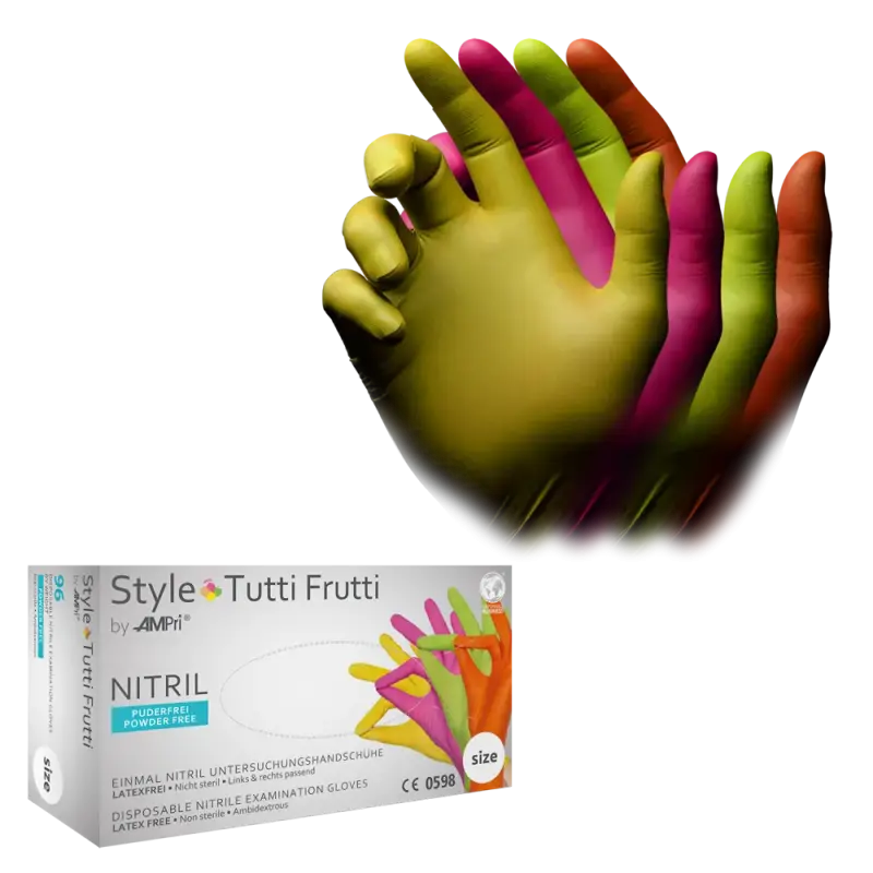 [S01175] Nitril Wegwerphandschoen Poedervrij Style Multicoloured Tutti Frutti S 96/doos 01175