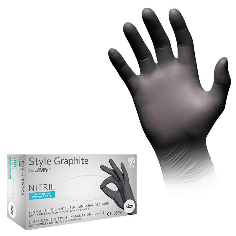 Nitril Wegwerphandschoen Poedervrij Style Grafiet Antraciet Grijs XL 100/doos 01172