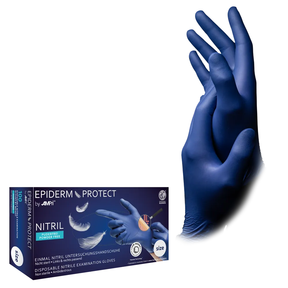 [XS01166] Nitril Wegwerphandschoen Poedervrij Metaal Blauw Epiderm XS 100/doos 01166 (Accelerator vrij)