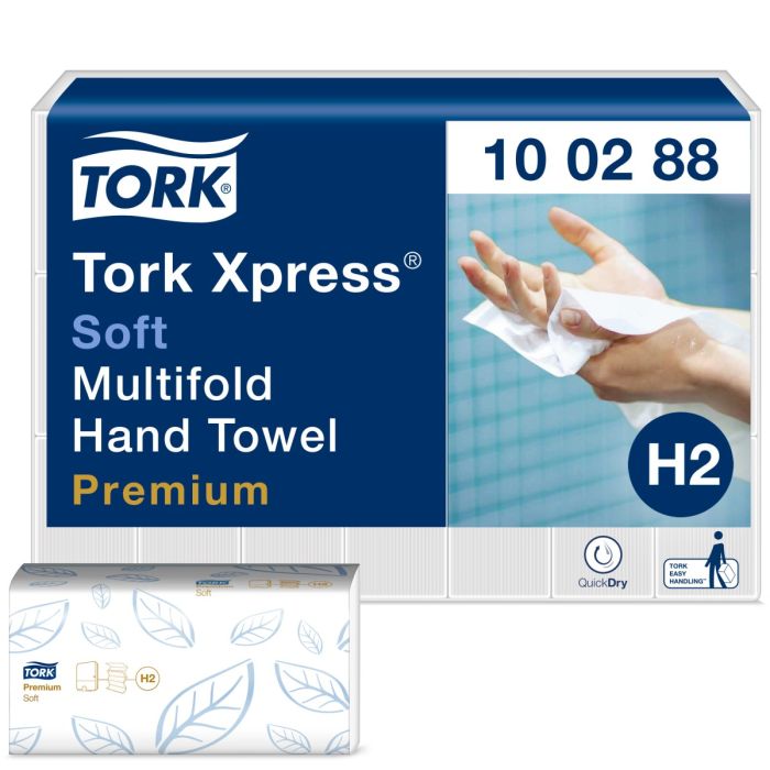Vouwhanddoek Tork Premium H2, I-vouw, xpress zacht, 21x34cm, 2-laags, 21x110st/doos