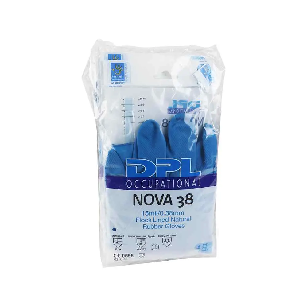 [1601] Handschoen huishoud food DPL Nova 38 blauw mt L 10 paar /pak
