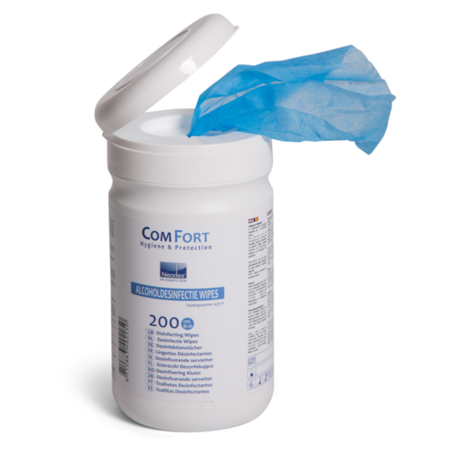 [231301100] Comfort desinfectiew Wipes, 12x200st 13x13cm, kleur blauw