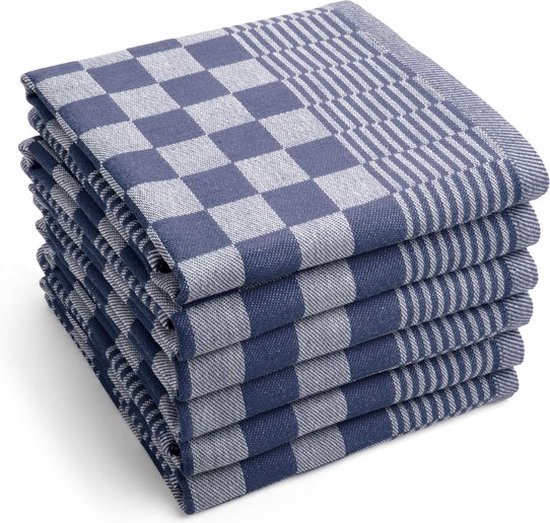 [2020076] Theedoek blok ca. 65x65 cm blauw set à 6