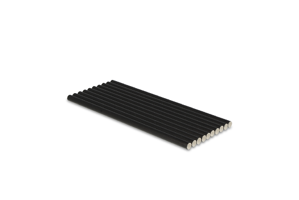 Papieren rietjes zwart 200x8mm BIO 5000st