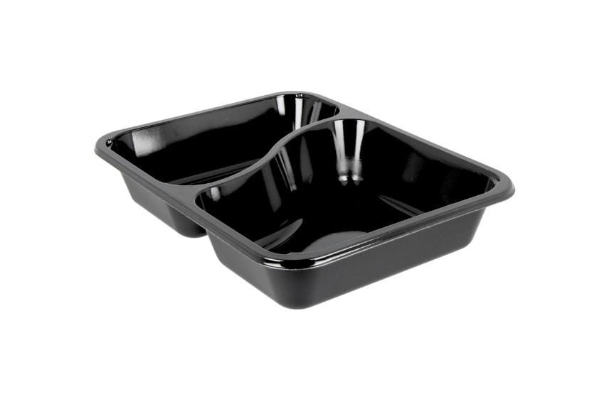 CPET tray zwart 2 vak C2227-2F 227x178x43mm 360st