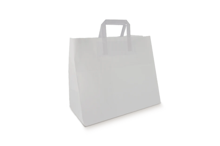 [151210013] Papieren tassen Groot wit 90 gr. 32+17x29cm 300st