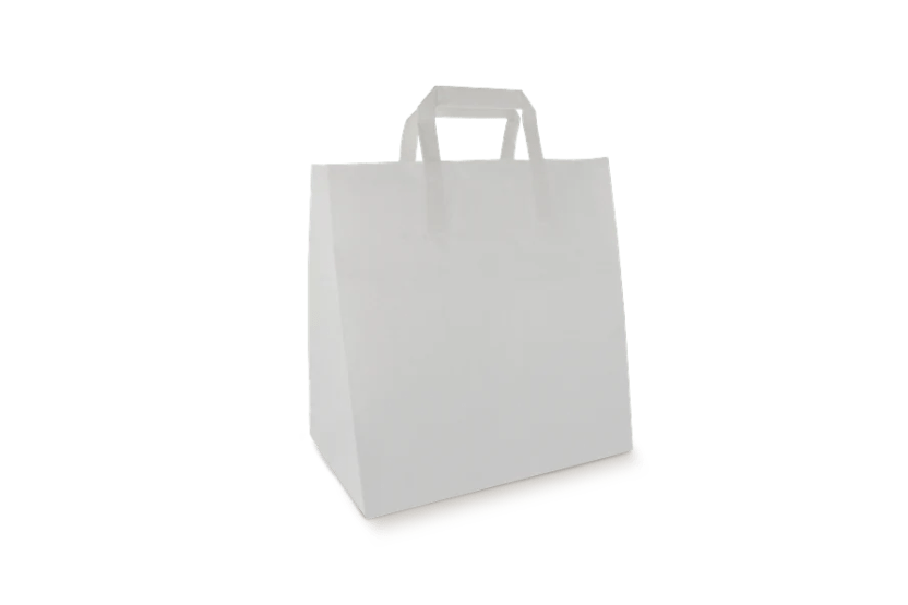 [151210014] Papieren tassen Middel wit 80 gr. 27+17x29cm 350st