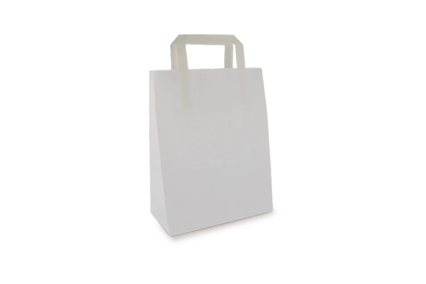 Papieren tasjes Klein wit 80 gr. 22+10x28cm 500st