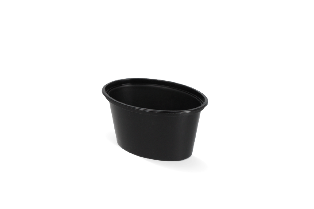 [151270002] Ovaal sausbakje 2oz 50ml Ø70mm Zwart 1000st