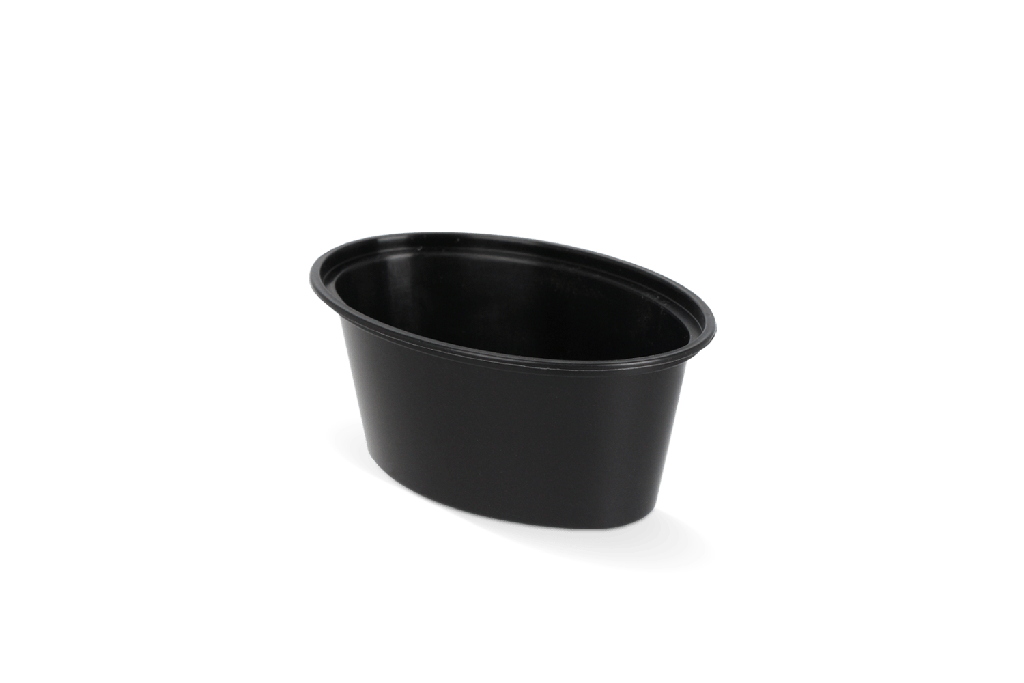 Ovaal sausbakje 3oz 75ml Ø88mm Zwart 1000st