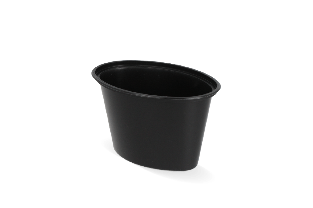 [151270005] Ovaal sausbakje 4oz 100ml Ø88mm Zwart 1000st