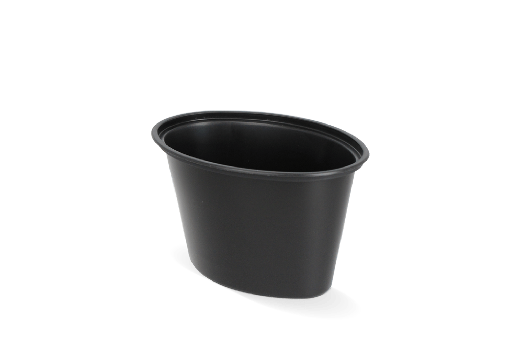 [151270007] Ovaal sausbakje 5oz 125ml Ø95mm Zwart 1000st
