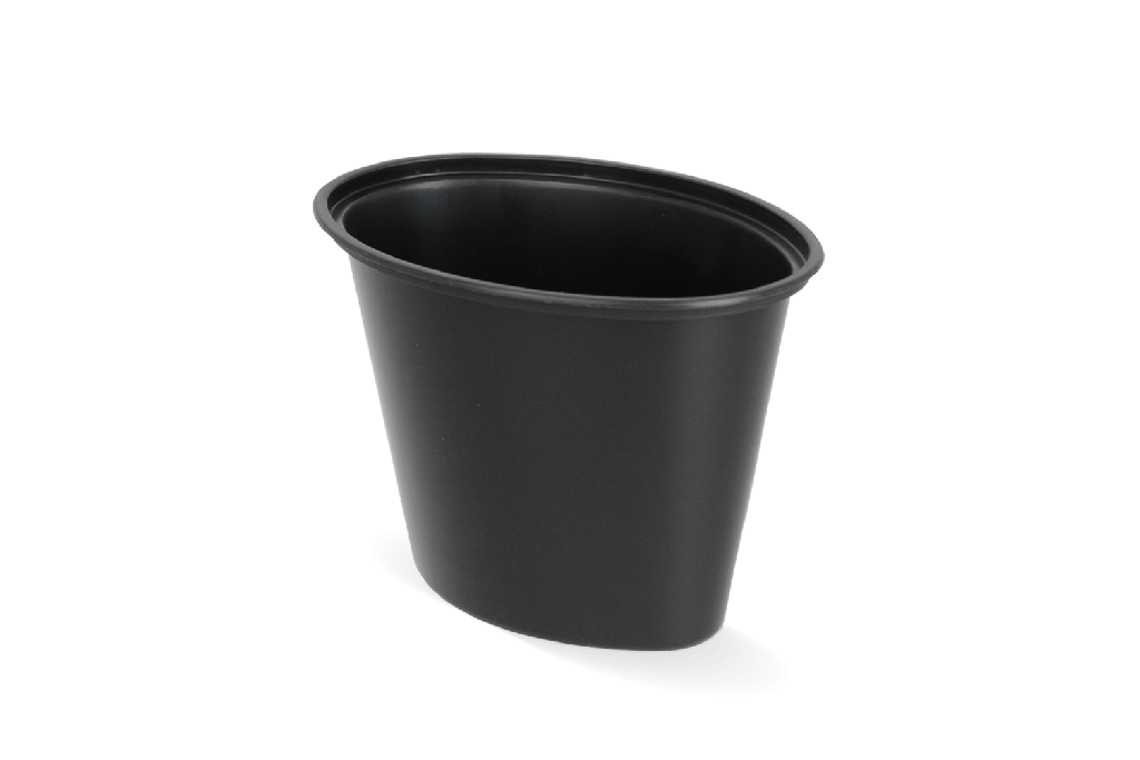 Ovaal sausbakje 6oz 150ml Ø95mm Zwart 1000st