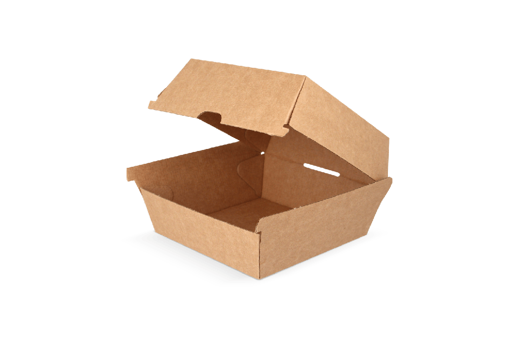 Hamburgerbakje IP6 Groot golfkarton kraft BIO 200st