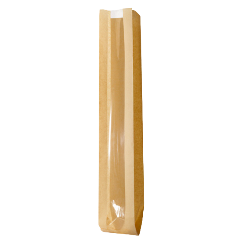 Broodzak met venster 10+18x58cm kraft 1000st