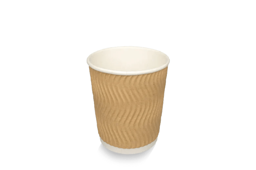Kartonnen koffiebeker 230cc 8oz Ripple Kraft 500st