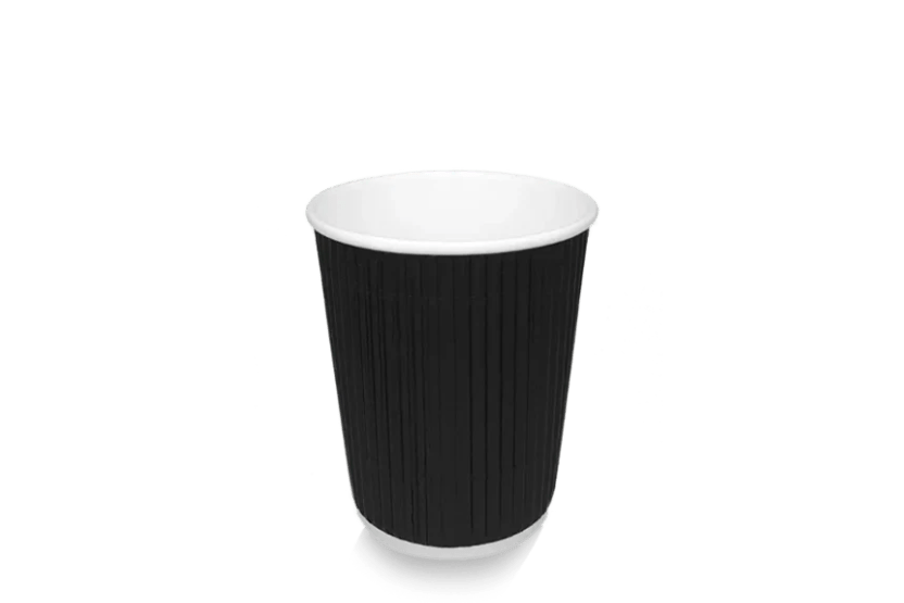 [1519987545] Kartonnen koffiebeker 230cc 8oz Ripple Zwart 500st