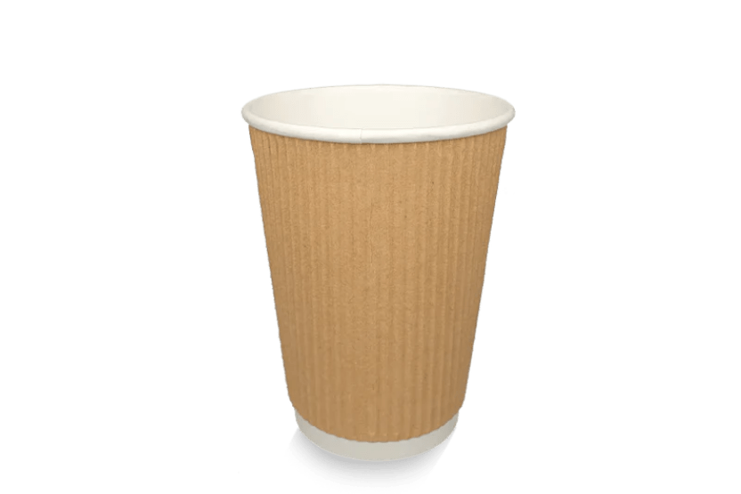 Kartonnen koffiebeker 360cc 12oz Ripple Kraft 500st
