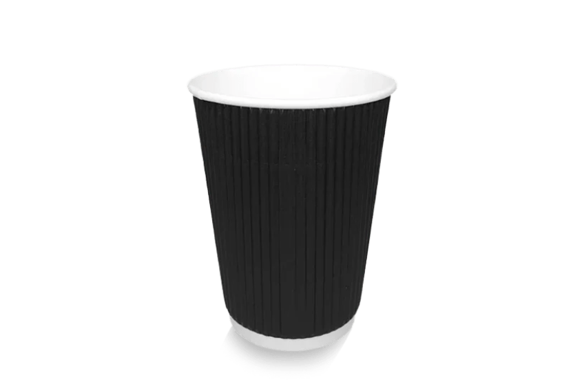 Kartonnen koffiebeker 360cc 12oz Ripple Zwart 500st