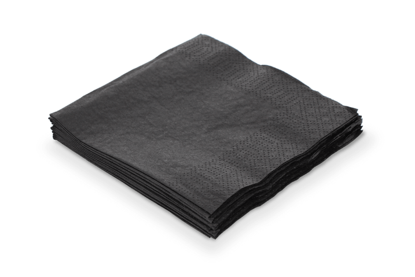 [1519987612] Servet 2 laags 1/4 vouw 40x40cm papier zwart BIO 1500st
