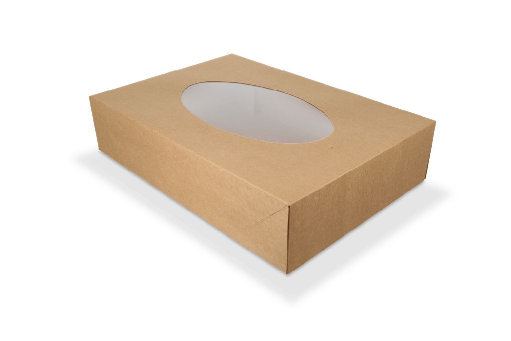 Cateringdozen kraft klein met venster 36x25x8cm 50st