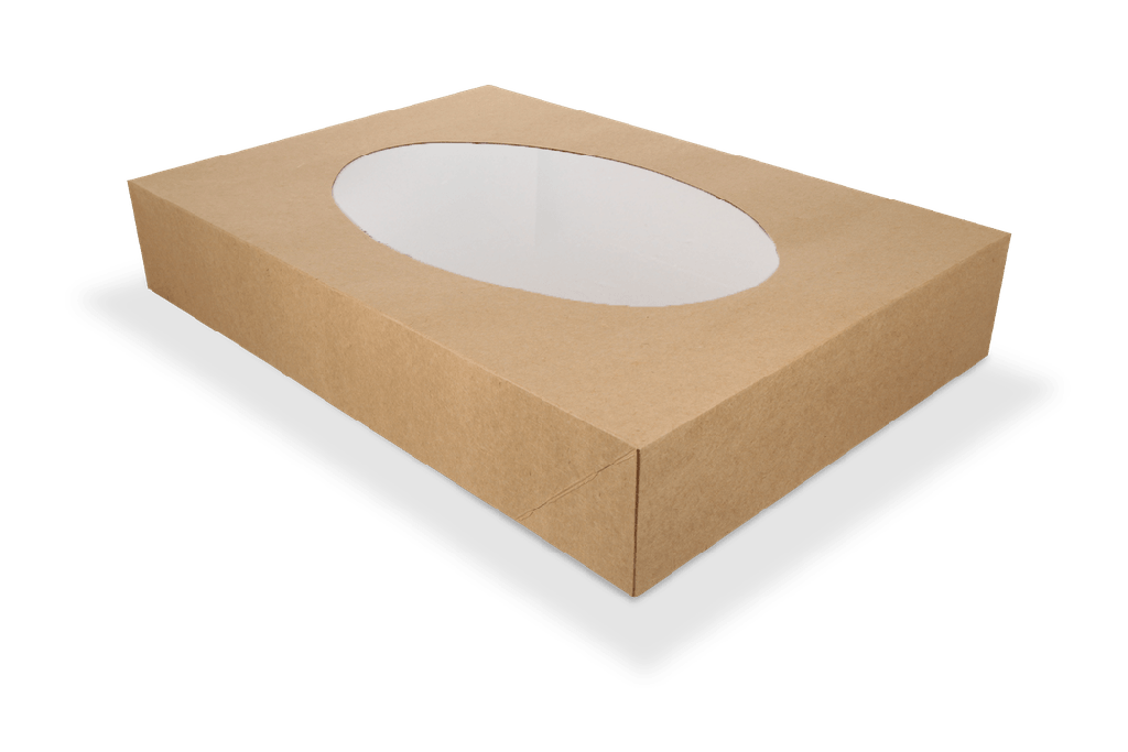 Cateringdozen kraft middel met venster 46x32x8cm 50st